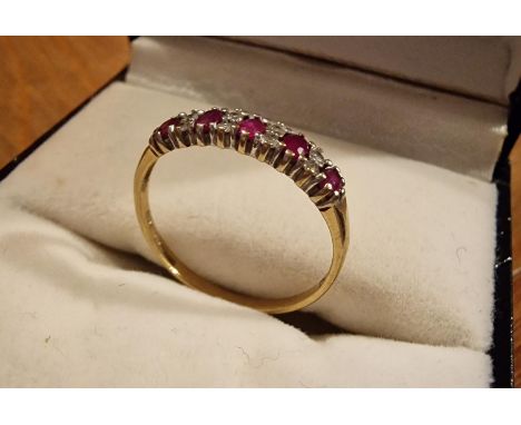9ct Gold, Ruby &amp; Diamond Eternity Ring, size M+0.5