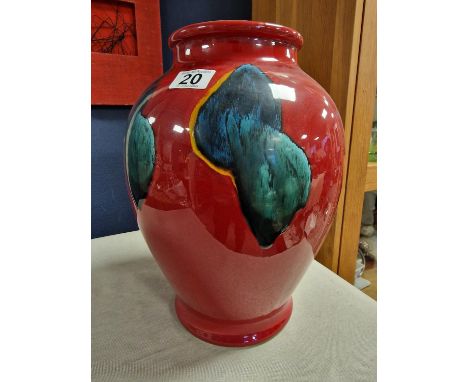 Poole vase 'Peacock' design H14" x diameter 10"