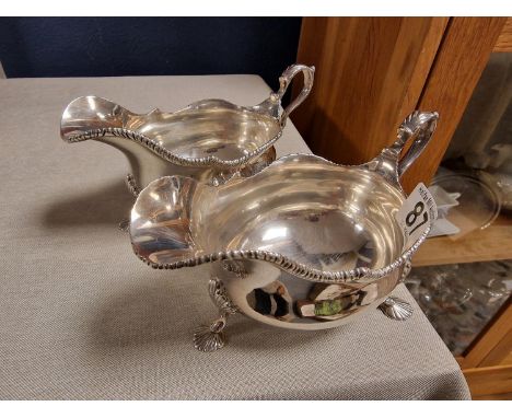 Pair of 1911 Hallmarked Sheffield Silver Jugs, by Thomas Bradbury &amp; Sons, approx 600g total
