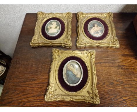 3x Antique Framed Portrait Miniatures