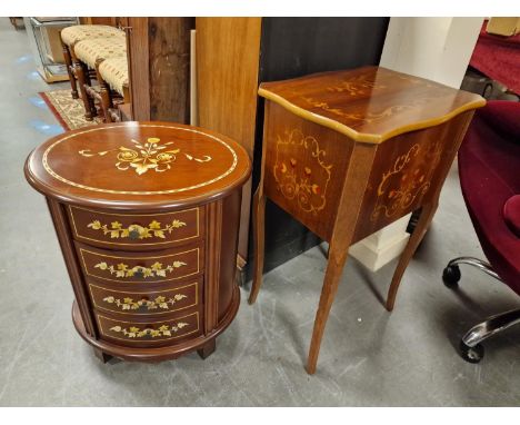 Pair of Vintage Inlaid Wood Occasional Tables