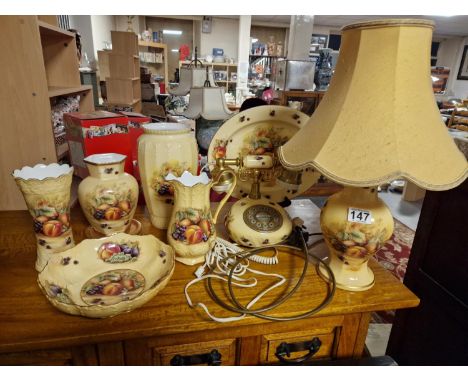 Extensive Aynsley Orchard Gold Homeware and Decorative Collection inc Phone, Lamp &amp; Vases