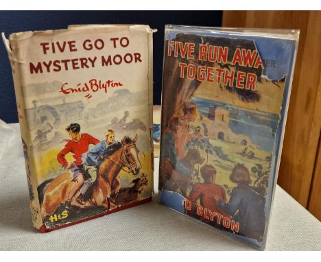 Pair of First Edition Enid Blyton Books, Five Go to Mystery Moor, and Five Run Away Together