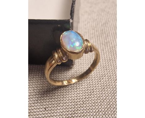 9ct Gold &amp; Opal Dress Ring, size M+0.5