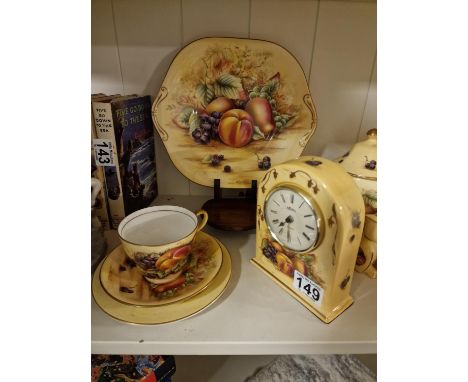 Aynsley Orchard Gold Floral Clock, Tea Set &amp; Decorative Plate