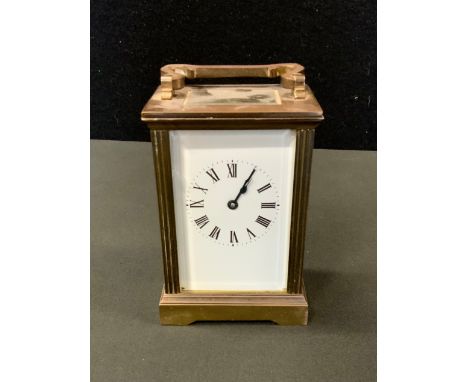 An early 20th century French brass carriage clock, 11.5cm high 
