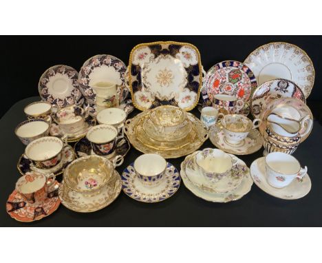 19th century and later tableware, trios, cups and saucers etc inc Worcester W Powell Bullfinches jug;  plates, cups saucers e