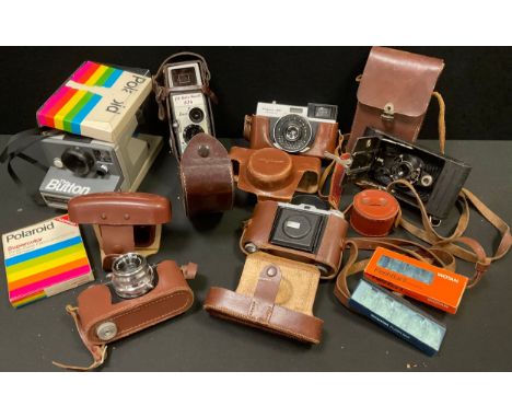 Cameras - Fujica 35 automatic;  Halina 135L  Kodak no2 folding cartridge, Hawk Eye Model C;  Balda Baldinette; Kodak Polaroid