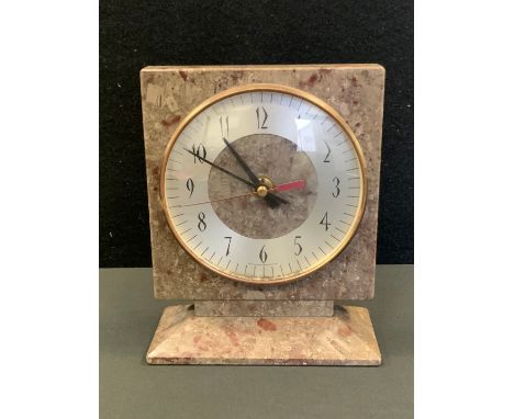 Local Interest  - a Mandale quarry fossil limestone clock, quartz movement, 18.5cm high, 14.5cm wide 