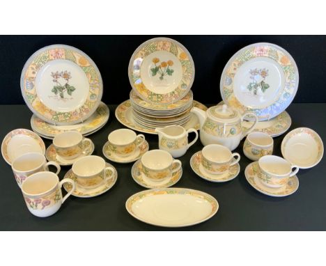 A Wedgwood Home Garden Maze pattern dinner set, for six, inc oval meat plate, dinner plates, soup bowls, cups saucers etc 