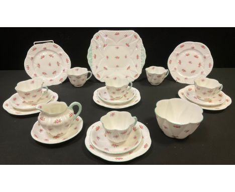 A Shelley tea service, for twelve, printed with scattered roses, pattern number 13426 