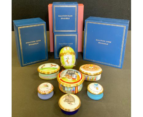 Halcyon Days Disney 'Winnie the Pooh' enamel trinket boxes, Classic Pooh, Its Me Piglet ;  Easter Bonnets for Winnie and Frie