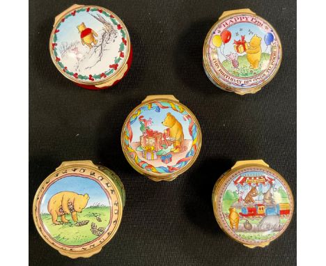 Halcyon Days Disney 'Winnie the Pooh' enamel trinket boxes, inc Here's a Myst'ry about a little Fir-tree; Its Foot Prints Wea