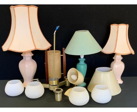 Lighting - a 1970's side light;  a ceiling light;  side lamps, light shades, etc 