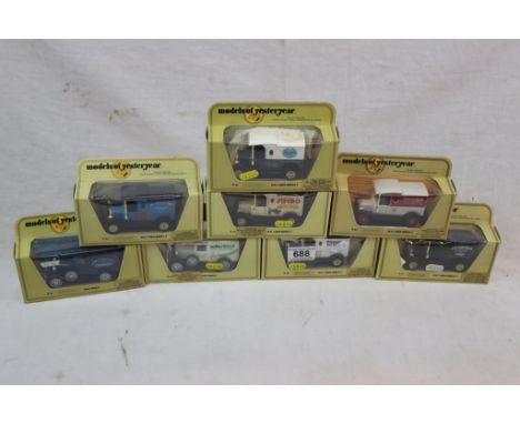 Eight boxed Matchbox of Yesteryear code variance models in cream boxes to include 1912 Ford Model T, Circaprint, Millers of P