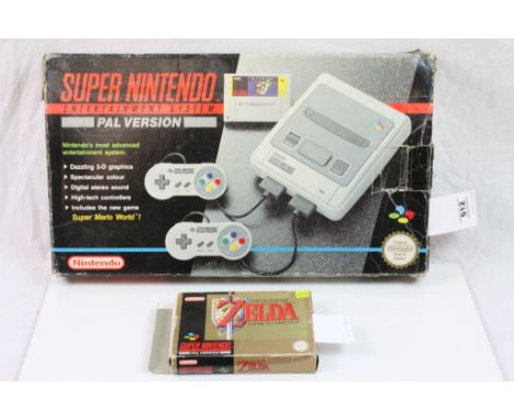 Boxed Super Nintendo SNES console complete with Super Mario World and a boxed The Legend of Zelda A Link To The Past (2)