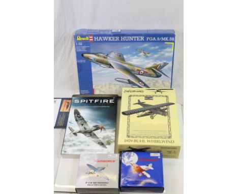 Boxed unmade Revell Hawker Hunter construction kit, diecast Ertl 1929 Buhl Whirlwind, Airworld p-47D Thunderbolt, Airwirold G