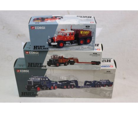 Three boxed Corgi Heavy Haulage diecast models to include 17903 Wynns Scammell Contractor, 16901 Hallett Silbermann and 17701