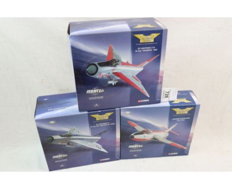 Three boxed Corgi The Aviation Archive Jet Fighter Power diecast models 1:72 scale to include Hawker Hunter MK6 49803, EE Lig