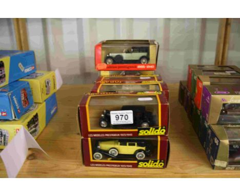 16 Boxed/cased Solido Age d'Or diecast models, diecast excellent, cased and outer boxes gd overall, 8 with outer box
