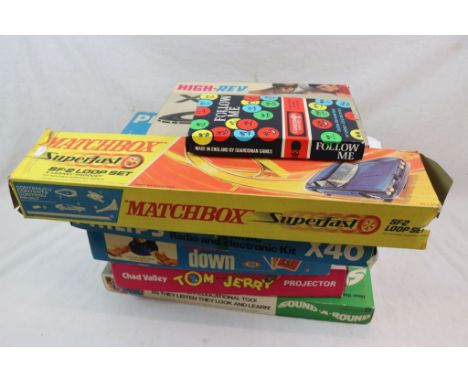 Collection of seven vintage boxed games to include, Lincoln High-Rev Slot racing set, Ideal hands down, Chad Valley Tom and J