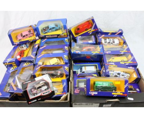 Collection of over 50 boxed Corgi diecast models, diecast gd, boxes vary (two boxes)