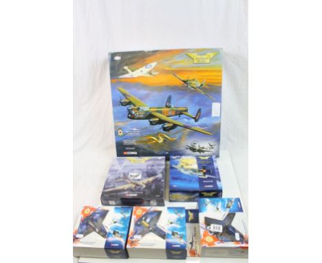 Boxed Corgi Aviation Archive x 6, Hawker Hurricane 49101, Messerschmitt 49201, Spitfire 49001, Mustang AA32201, B-17G Fortres