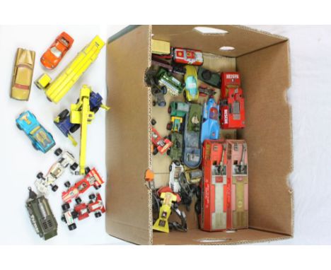 Quantity of vintage play worn diecast models to include Corgi Major, Matchbox, Crescent etc