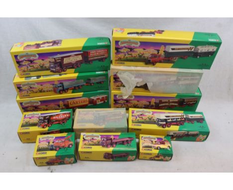 12 boxed Corgi Classics The Showmans Range diecast models to include 24401,16101, 06601, 27801, 15901, 24801, 16502, 21701, 1