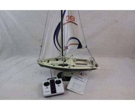 B Square Racing Club plastic r/c sail boat on stand