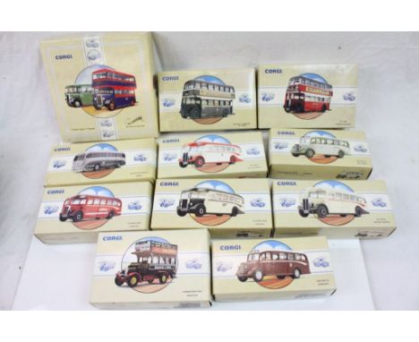 11 boxed Corgi Classics Commercials from Corgi diecast models to include 97170 Burlingham Seagull Woods, 97077, 97203 Guy Ara