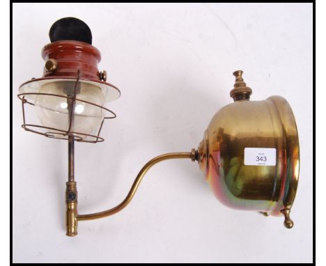 A rare antique early 20th century ' Tilley Lamp Co. ' likely Railway platform brass paraffin wall mountable lamp / light. Has