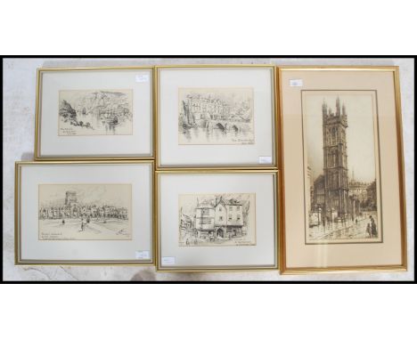 A 19th century lithograph framed and glazed print of St Mary Redcliffe Church, Bristol in the by Charles Bird together with o