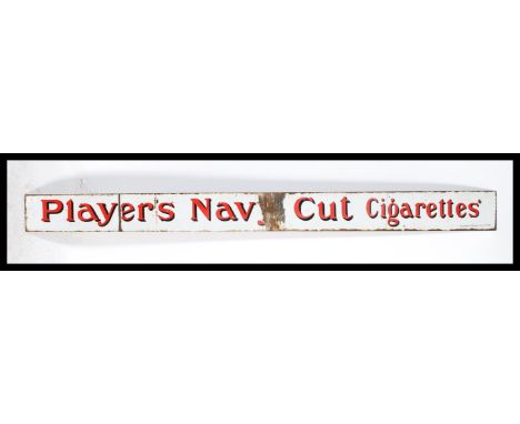 An early 20th century Industrial enamel shop advertising sign for Players Navy Cut&nbsp; Cigarettes being 5ft 9.5" long in re