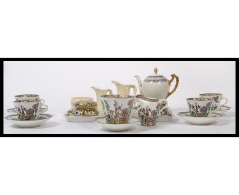 A collection of bone China dating from the 19th century to include Royal Worcester Ivory, Coalport Indian Tree and Dresden, p