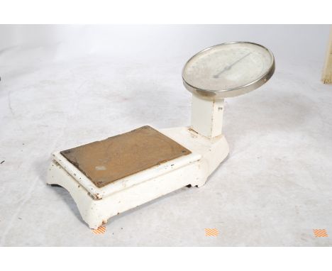 A set of mid century large ' The Bathroom No 20 ' enamel painted weighing scales with large circular dial to top