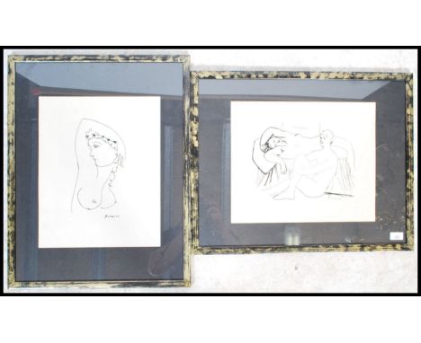 A pair of Pablo Picasso prints , both being framed and glazed of female nude studies. Frames measure 64cms x 50cms