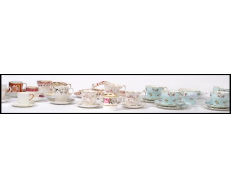 A collection of 19th and 20th century bone China trio's to include examples by Royal Worcester, Aynsley, Royal Clifton, Parag