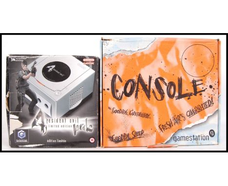 Two boxed retro electronic games consoles comprising of; Nintendo Gamecube Resident Evil limited edition console &amp; a Game