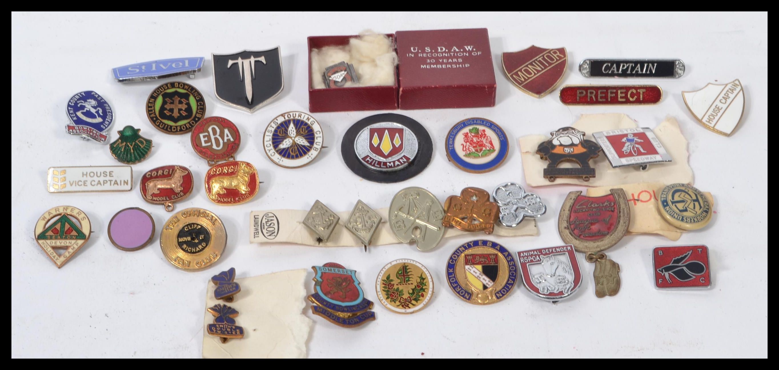 A good collection of vintage Enamel pin badges dating from the first