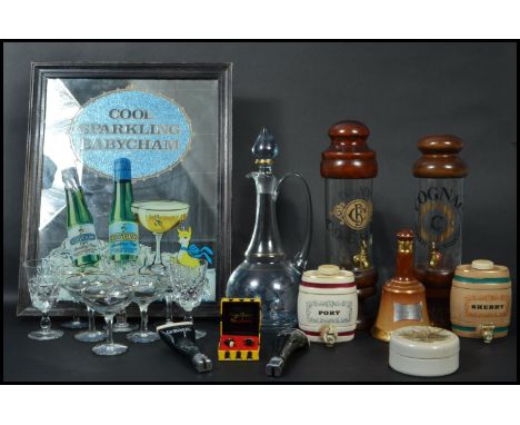 A large collection of vintage 20th century Breweriana and Advertising to include a Babycham mirror , Babycham glasses with he