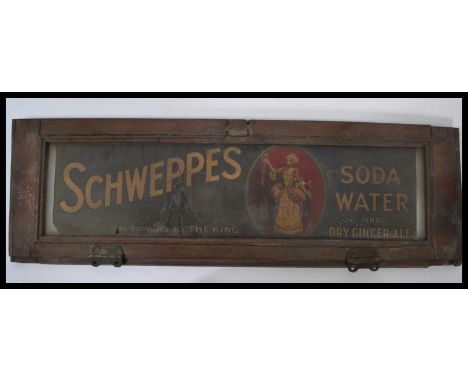 A vintage 20th century Edwardian Industrial advertising point of sale advertising glass panel pane poster for&nbsp; Schweppes