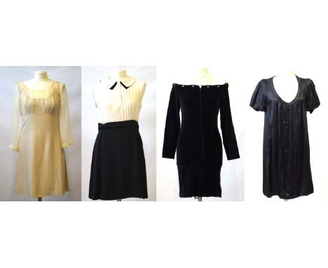 A collection of contemporary designer dresses 
To include a Christian Dior Boutique cream silk dress with button detail to th