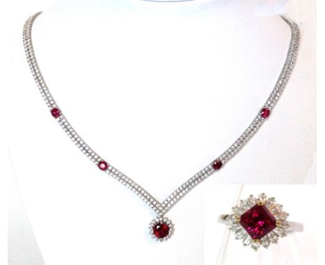 Carat* London: A simulated diamond and simulated ruby necklace and ring
The circular-shaped simulated ruby, to an imitation d