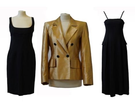 A collection of various vintage designer clothing
To include a Dolce & Gabbana black dress with button detail and thin straps