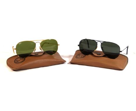 Two pairs of vintage Ray-Ban Bausch & Lomb sunglasses
To include a pair of gold framed aviators, 13cm wide, together with a p