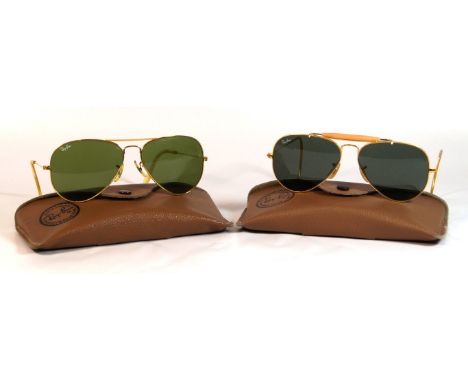 Two pairs of vintage Ray-Ban Bausch & Lomb sunglasses
To include a pair of gold framed aviators, 12.5cm wide, together with a