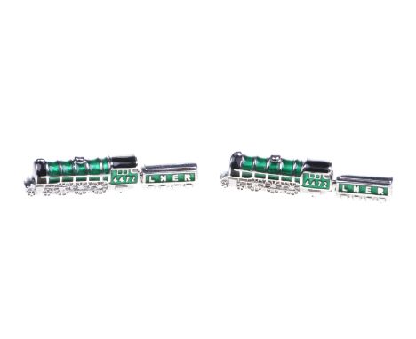 Of Flying Scotsman interest: A pair of novelty cufflinks
The cufflinks depicting the Flying Scotsman, in silver with green an