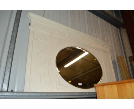 A painted overmantel mirror with ribbon tied decoration 