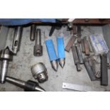 Contents of Drawer - Lathe Tooling, Lathe Cutters, Live Centers, Dead Centers, Tapered Drill